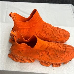 Vibrant Orange Knit Sneakers